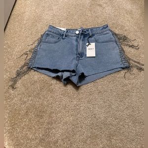 Jeans Shorts with Bling Detail